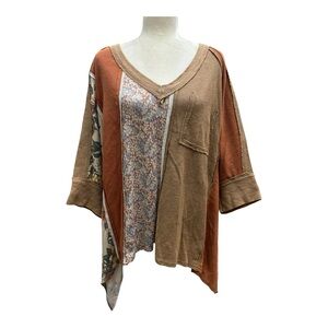 Oli & Hali Womens Oversized Mixed Thermal Floral Blouse Size M/L Lagenlook Boho